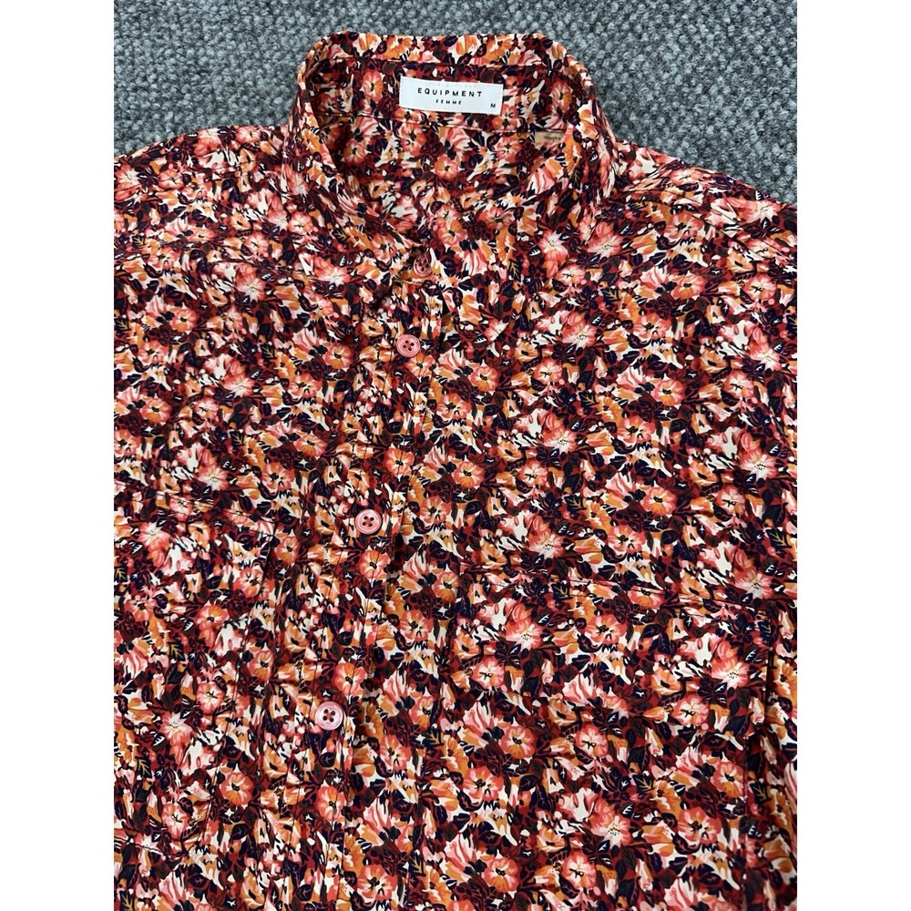 Equipment Femme Medium 100% Silk Button Shirt Blouse Floral Print - Excellent